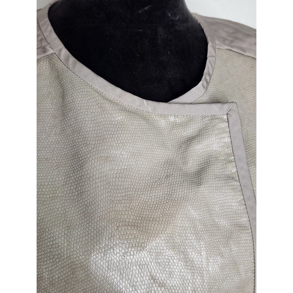 Lafayette 148 Gray Lightweight Linen Blend Pu Leather Snake Moto Jacket Size 10 - Picture 4 of 7